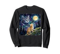 Orange Tabby Cat Moon And Stars Night Sky Art Felpa