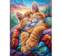 Orange Tabby Cat Napping in A Blanket Puzzle 300 Pezzi Colorato Rompicapo Science Fiction Magical Dream Sfida Impossibile Per Amanti Del Puzzle Adulti Rilassamento Pressione Ridotta Idea Regalo Per L