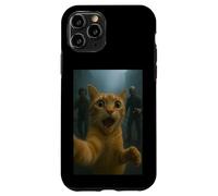 Orange Tabby Cat Selfie Run Away From Zombie for Kids Adult Custodia per iPhone 11 Pro