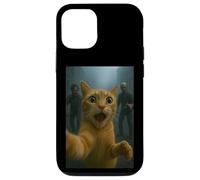 Orange Tabby Cat Selfie Run Away From Zombie for Kids Adult Custodia per iPhone 12/12 Pro