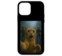 Orange Tabby Cat Selfie Run Away From Zombie for Kids Adult Custodia per iPhone 12 mini