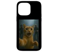 Orange Tabby Cat Selfie Run Away From Zombie for Kids Adult Custodia per iPhone 14 Pro Max