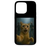 Orange Tabby Cat Selfie Run Away From Zombie for Kids Adult Custodia per iPhone 15 Pro Max