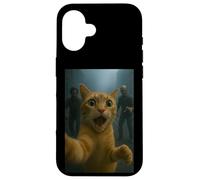 Orange Tabby Cat Selfie Run Away From Zombie for Kids Adult Custodia per iPhone 16