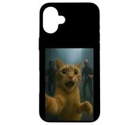 Orange Tabby Cat Selfie Run Away From Zombie for Kids Adult Custodia per iPhone 16 Plus