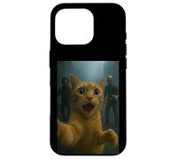 Orange Tabby Cat Selfie Run Away From Zombie for Kids Adult Custodia per iPhone 16 Pro