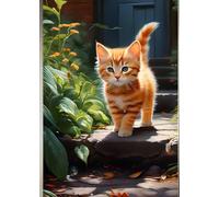 ORANGE TABBY * KITTY CAT LOVE - Cute Mini Journal Diary Scratch Art Doodle Jot Blank Pad: ֍ 5x7~Greeting Note Card Size֎ EXPRESS YOURSELF MORE! FUN ... Shower Holiday Childrens Party Favor Gift