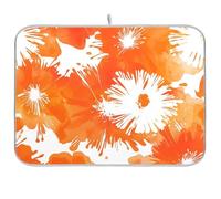 Orange Tie Dye Flowers Tappetino in gomma piano di lavoro Stoviglie opaco Grande Microfibra Piatto di asciugatura mat 18 x 24