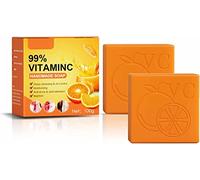 Orange Vitamin C Handmade Soap, Natural Organic Soap with 99% Vitamin C and Orange Extract,for Face & Body Exfoliate Moisturizing Whitening Care, 100g. (2pcs)