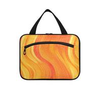 Orange Wave Pattern Colorful appeso mens borse da toilette per viaggiare con gancio, designer chic borse da toilette per gli uomini vacanza bolsos para hombre M, arancio, onda, modello, colorato
