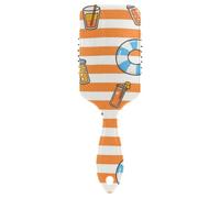 Orange White Stripes Summer Juice spazzola antistatica per phon massaggio del cuoio capelluto progettato per capelli ricci con manico ergonomico cepillo para cabello
