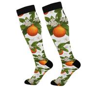 Oranges Green Leaves Calze Antitrombo Sportive Calze Contenitive Compression Socks Per Vene Varicose Escursioni Gravidanza Infermiera 1 Paio 50Cm