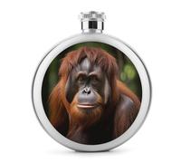 Orangutan - Fiaschetta rotonda in acciaio inox per liquori, a prova di perdite, per compleanno, Natale, per uomini, donne, damigelle d'onore, matrimoni, feste, 141,7 g