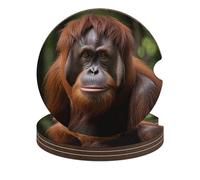 Orangutan - Set di 4 sottobicchieri antiscivolo universali per auto, 6,6 cm, con portabicchieri e sottobicchieri, accessori per interni dell'auto, unisex