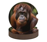 Orangutan - Set di 6 sottobicchieri antiscivolo universali per auto, 6 pezzi, con portabicchieri e portabicchieri per auto, set di accessori per interni dell'auto, unisex