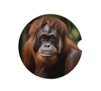 Orangutan - Sottobicchieri per auto da 6,6 cm, antiscivolo, universali, con portabicchieri, set di accessori per interni dell'auto, unisex