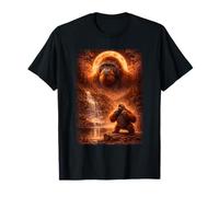 Orangutan Ululando alla Luna Vintage Divertente Mistico Maglietta