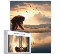 Orangutan Walking on The Lake Puzzle da 1000 pezzi per adulti Deserto Tramonto Sfondo Art Puzzle impegnativo Giochi di attività familiari colorati fai da te Puzzle per decorazioni per la casa Regali