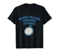 Orario Italiano Standard +15 Min Retro Clock Design Maglietta