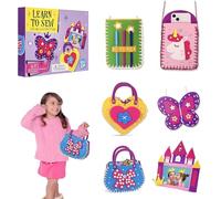 ORARTMM Set da cucito per bambini a partire dai 6 anni, set da cucito per principianti, con tessuti colorati e modelli fatti a mano, per ragazze e ragazzi