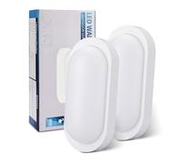 Oraymin 2 lampade a LED per cantina, 18 W, 1710 lm, IP65, lampada da parete ovale, 4000 K, bianco neutro, per scale, corridoio, cantina, WC, garage, 20,7 x 9,8 x 6 cm