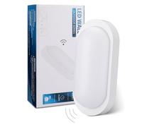 Oraymin LED lampada da parete per cantina con rilevatore di movimento per interni, 12W IP65 LED wall light 1080LM, luce ovale a prova di umidità per garage corridoio scale cantina, 4000K