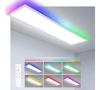 Oraymin Plafoniera a Pannello LED Dimmerabile 100x25 cm con Telecomando, Pannello LED Soffitto 30W RGB Backlight, Funzione Memoria, Ideale per Soggiorno, Cucina, Bianco Freddo