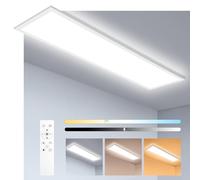 Oraymin Plafoniera a pannello LED Dimmerabile 120x30 cm con telecomando,36W 3960LM Pannello LED soffitto,Funzione di memoria,plafoniera rettangolare LED da 3000K-6500K cucina ufficio garage soggiorno