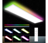 Oraymin Plafoniera a pannello LED Dimmerabile 120x30 cm con telecomando,Pannello LED soffitto da 40W con RGB Backlight,Funzione di memoria, rettangolare LED da 3000K-6500K per soggiorno cucina