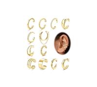 ORAZIO 12 Pz Oro Ear Cuff Orecchini Donna Orecchini Senza Buco 18 K Placcato Oro Regolabile Sulla Cartilagine Orecchini Ear Cuff No Piercing Oro Ear Cuff Clip Orecchini Finti
