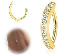 ORAZIO 14G Anelli per Ombelico Clicker per Donna Argento 925 Piercing per Ombelico Argento/Oro Gioielli per il Corpo con Ombelico Curvo Inverso 10MM/12MM 7