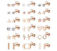 ORAZIO 18 Paia Orecchini Donna Uomo Acciaio Inossidabile 316L Stella Luna Cuore Cz Disco 20G Orecchini Cartilagine Orecchini Geometrici Ipoallergenici Gioielli Piercing