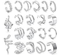 ORAZIO 20 x Polsini Regolabili Non Piercing Falso Cartilagine Orecchini Polsino Foglia Fiore Snake Polsino Orecchini Set Per Le Donne, Rame