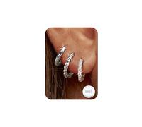 ORAZIO 3 Pairs Orecchini Cerchio Argento Orecchini Donna Argento 925 Cartilagine Piercing Orecchio Anallergici Set Orecchini Argento Orecchini a Cerchio Gioielli Donna