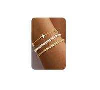 ORAZIO 3 Pezzi Bracciale Donna Oro Bracciali Braccialetti Donna Bracciale Acciaio Oro 14K Braccialetto Bracciale Acciaio Donna Regolabile Bracciale Tennis Gioielli
