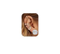 ORAZIO 4 Pezzi Orecchini Senza Buco Argento S925 per Donna, Non Piercing Clip Set Orecchino Finti Orecchino Polsino Oro Rosa, Ear Cuff Acciaio Inossidabile Orecchini Regolabili Earcuffs Donna