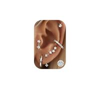 ORAZIO 6 Paia Orecchini Donna Argento 925: Orecchini Cerchio Donna, Ear Cuff, Anallergici, Set
