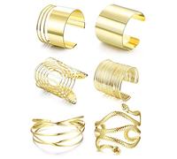 ORAZIO 6 Pezzi Bracciale Banda Superiore Regolabile Set Matrimonio Minimalista Argento Oro - Gioielli