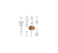 ORAZIO 7 Pezzi Piercing Ombelico Oro Donna Acciaio Chirurgico Pendente Piercing Ombelico Anello 10/12MM Ipoallergenici Farfalla Zircone Navel Piercing Donna