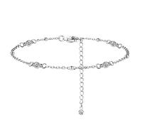 ORAZIO 925 Cavigliere in Argento Sterling, Multistrato con Zircone, Stili Multipli, Catena Regolabile per Estate e Spiaggia, Gioielli per Donne