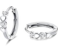 ORAZIO Amore Cuore CZ Sleeper Piccoli Orecchini a Cerchio in Argento Sterling per Ragazze Adolescenti Donne Orecchini a cerchio con ipoallergenico, piccoli e carini, in acciaio inossidabile