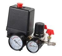 ORAZIO Interruttore di Controllo della Pressione del Compressore d'Aria G1/4" 220V 4 Porte Regolatore di Controllo della Valvola di Sicurezza del Collettore con Doppio Manometro