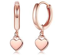 ORAZIO Orecchini a Cerchio con Cuore in Argento Sterling S925 per Donne e Ragazze, Piccoli Orecchini Pendenti a Forma di Cuore, Orecchini Leggeri in Oro Rosa 10mm Regali di Gioielli