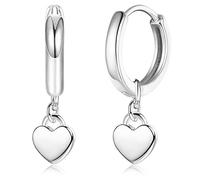 ORAZIO Orecchini a Cerchio con Cuore in Argento Sterling S925 per Donne e Ragazze, Piccoli Orecchini Pendenti a Forma di Cuore, Orecchini Leggeri in Oro Rosa 10mm Regali di Gioielli