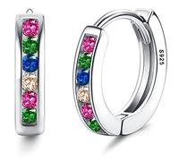 ORAZIO Orecchini a Cerchio Piccoli in Argento con Cubic Zirconia Rosa per Ragazze Donne 925 Sterling Silver Cartilagine Sleeper Huggie Hoops Orecchini a cerchio allergenici in Oro Rosa per Bambina