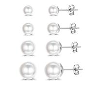 ORAZIO Orecchini Perle in Argento Sterling 925 - Bottone Sfera Rotonda Ipoallergenico 5-10mm Dimensioni Miste, Perle Coltivate Acqua Dolce Set Per Ragazze e Donne