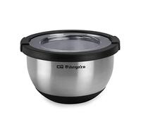 Orbegozo BOA 1500 Stainless Steel Bowl, 1.5 Litre, Non-Slip Silicone Base, Clear Plastic Lid, Dishwasher Safe
