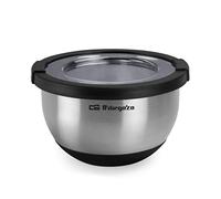 Orbegozo BOA 3000 Stainless Steel Bowl, 3 Litre, Non-Slip Silicone Base, Clear Plastic Lid, Dishwasher Safe