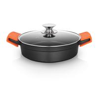 Casseruola Bassa Serie Orbegozo CBD 2,8 L - Alluminio Pressofuso Indeformabile - Manici in Silicone - Coperchio in Vetro Temper