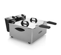 Orbegozo FDR 70 - Friggitrice professionale, 7 litri (2 secchi da 3,5 litri), termostato regolabile, spie luminose, manici freddi al tatto, avvolgicavo, acciaio inox, 2000 W